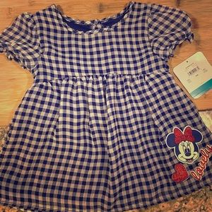 NWT Disney Girls Checkered Minnie Mouse Top